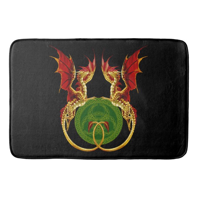 Celtic Crescent Moon and Dragons Badematte (Vorderseite)