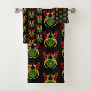 Celtic Crescent Moon and Dragons Badhandtuch Set