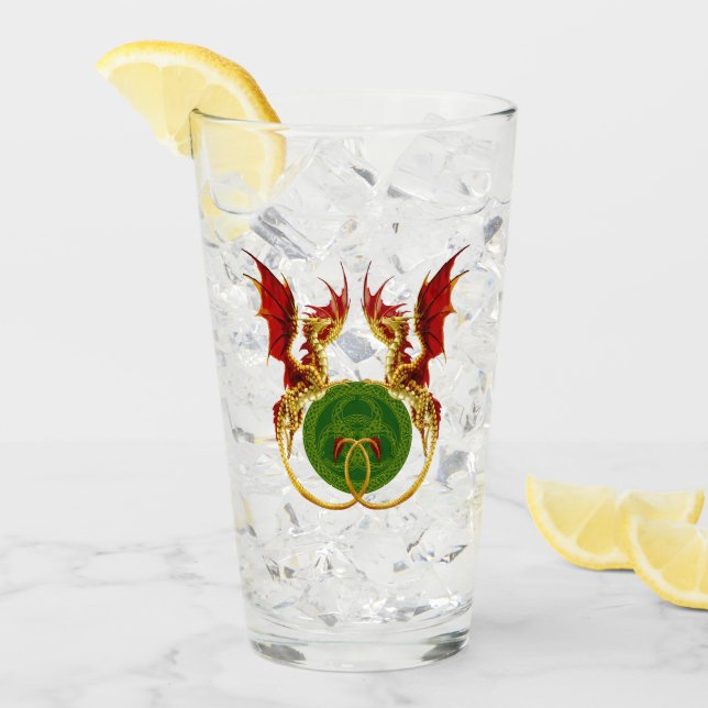 Celtic Crescent Moon and Dragons Glas (Vorderseite Ice)