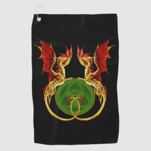 Celtic Crescent Moon and Dragons Golfhandtuch