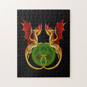 Celtic Crescent Moon and Dragons Puzzle