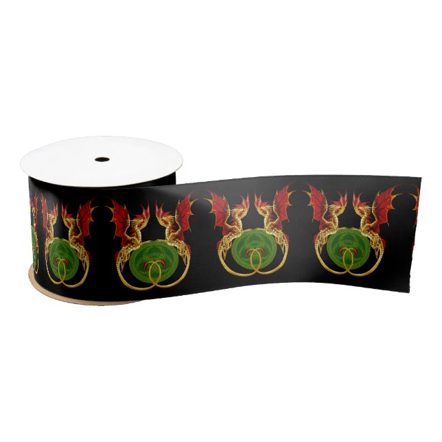 Celtic Crescent Moon and Dragons Satinband (Spule)