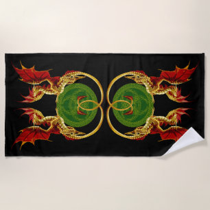 Celtic Crescent Moon and Dragons Strandtuch