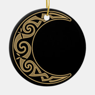 Celtic Crescent Moon Keramik Ornament