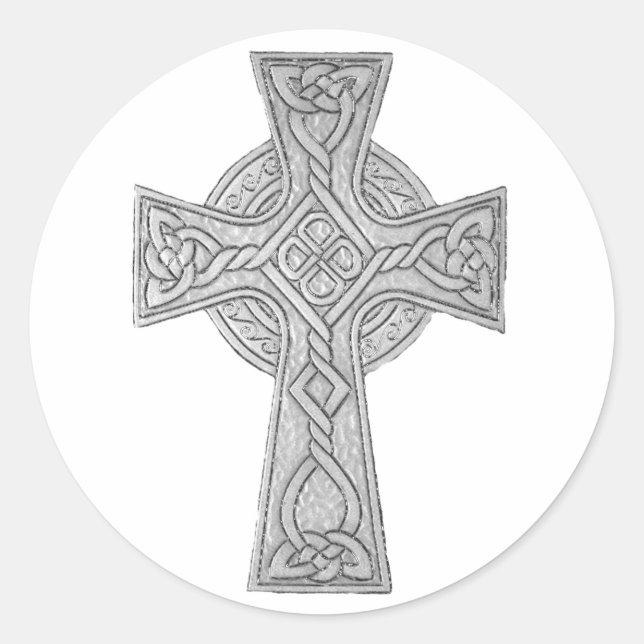 Celtic Cross 3 Black Runder Aufkleber (Vorderseite)