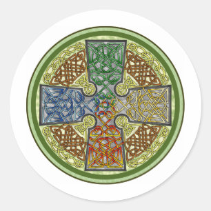 Celtic Cross 4 Colour Runder Aufkleber