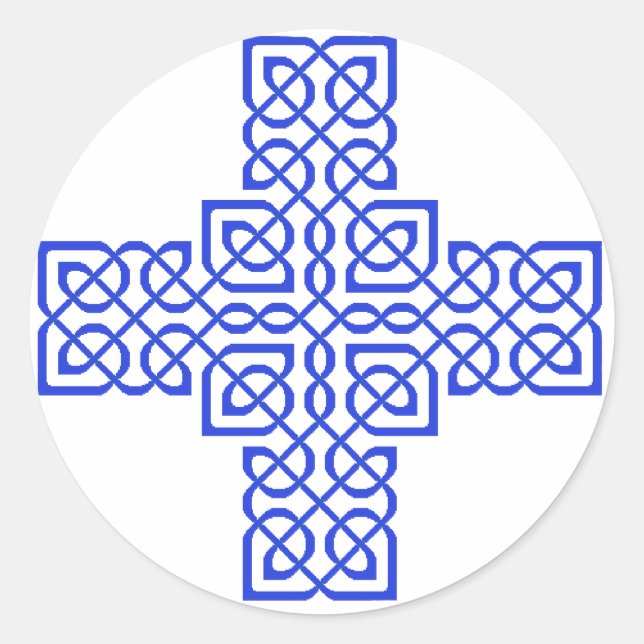 Celtic Cross 6 Blue Runder Aufkleber (Vorderseite)