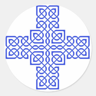 Celtic Cross 6 Blue Runder Aufkleber
