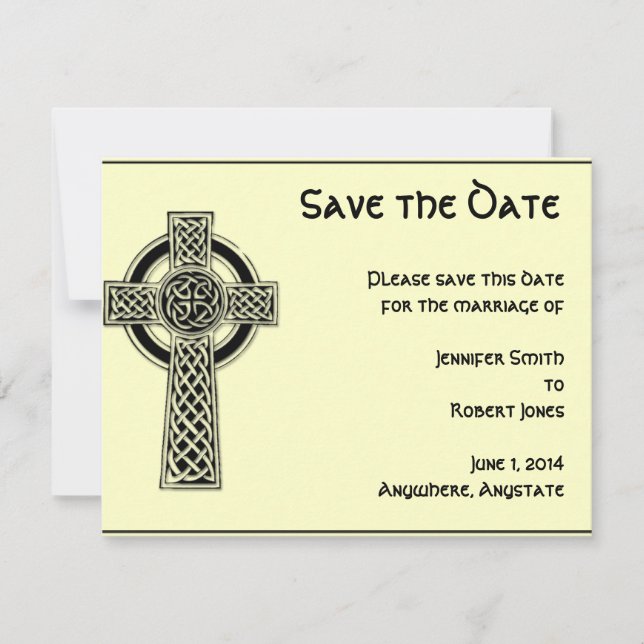 Celtic Cross Black und Mythic Ivory Save the Date (Vorderseite)
