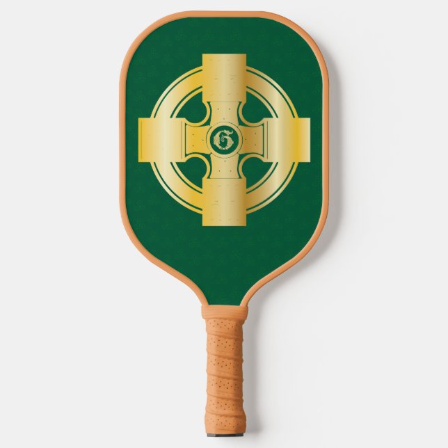 Celtic Cross Celtic Knot Letter G Monogram Pickleball Schläger (Vorderseite)
