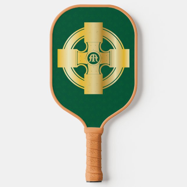 Celtic Cross Celtic Knot Letter M Monogram Pickleball Schläger (Vorderseite)
