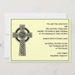 Celtic Cross in Black Ivory Hochzeit Einladung