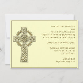 Celtic Cross in Gold Ivory Hochzeit Einladung