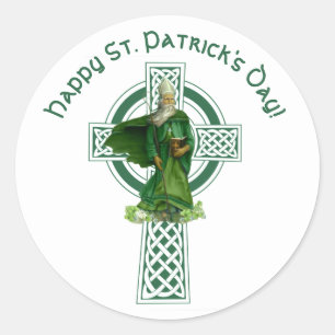 Celtic Cross Irish Kleeblatts St Patricks Day Runder Aufkleber