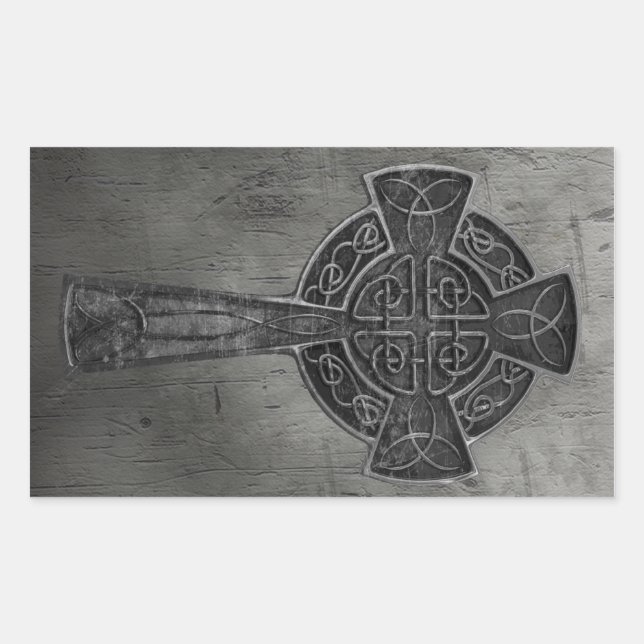 Celtic Cross Rechteckiger Aufkleber (Vorderseite)