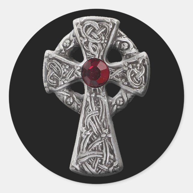 Celtic Cross Runder Aufkleber (Vorderseite)