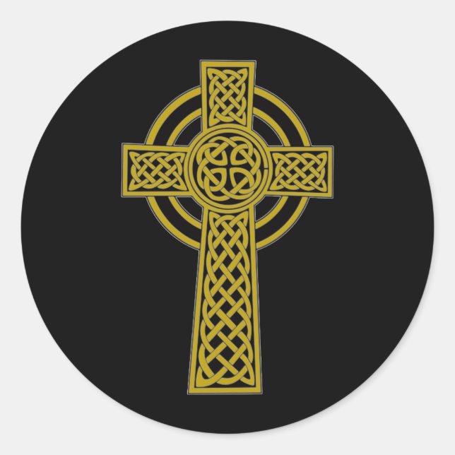Celtic Cross Runder Aufkleber (Vorderseite)