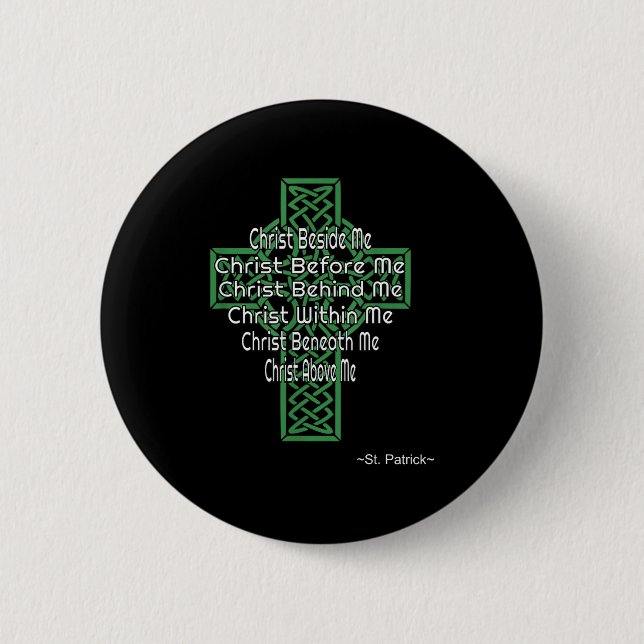 Celtic Cross Shirt St Patrick's Prayer Christian  Button (Vorderseite)