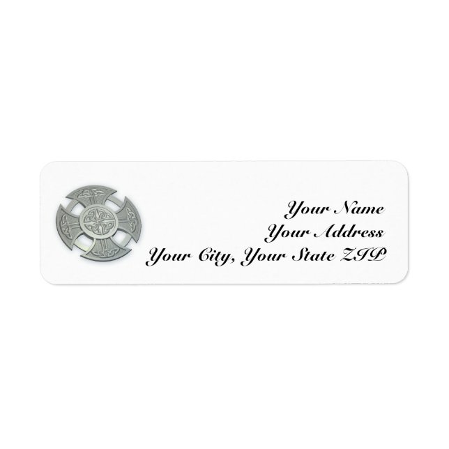 Celtic Cross Silver und White Return Address Label (Vorne)