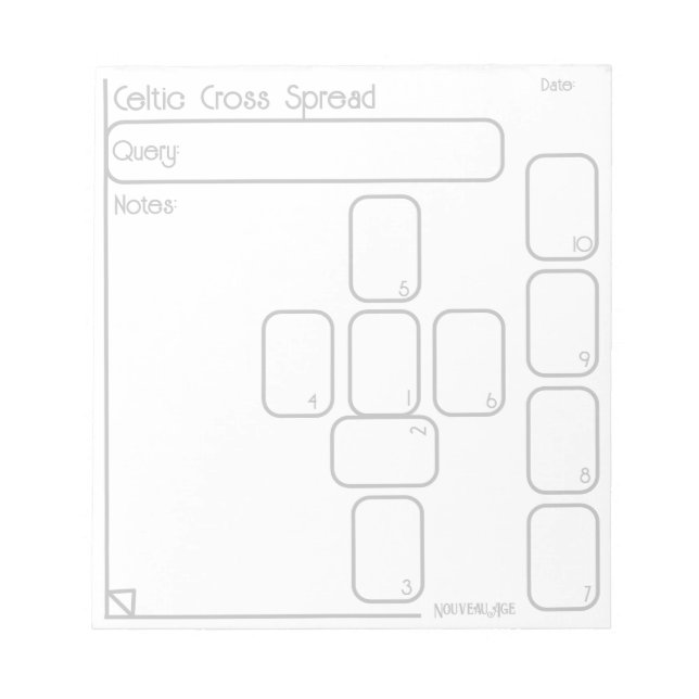 Celtic Cross Tarot Spread (mittel, einfach) Notepa Notizblock (Vorderseite)