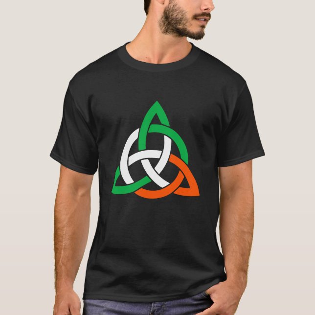 Celtic Cross Trinity Knot Triquetra Irish Flag Poc T-Shirt (Vorderseite)
