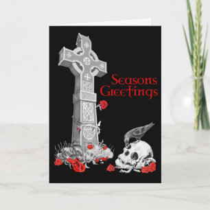 Celtic Cross und Raven Christmas Card Feiertagskarte