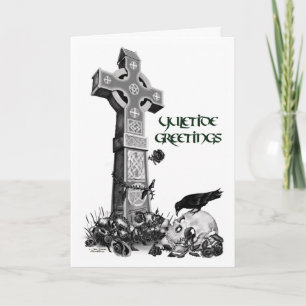 Celtic Cross und Raven Yuletide Card Feiertagskarte