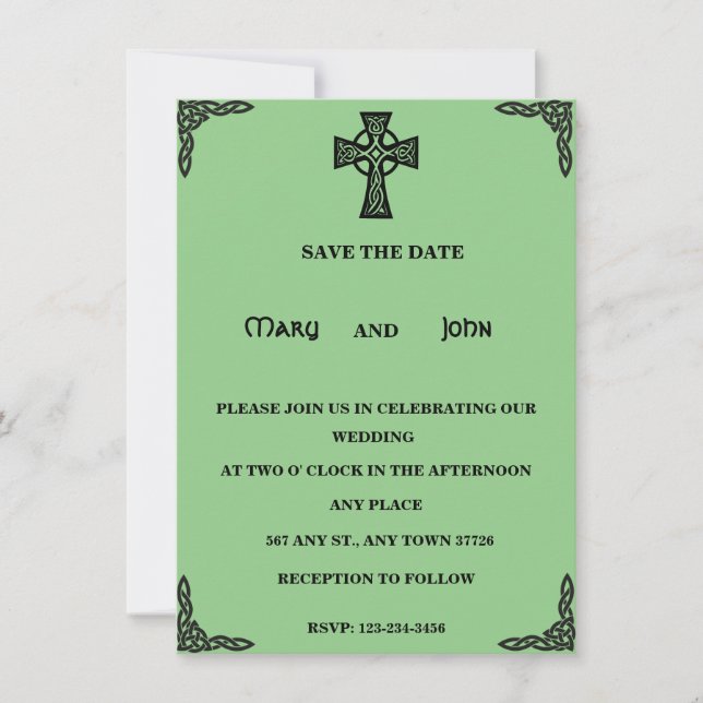 Celtic Cross Wedding Einladung (Vorderseite)