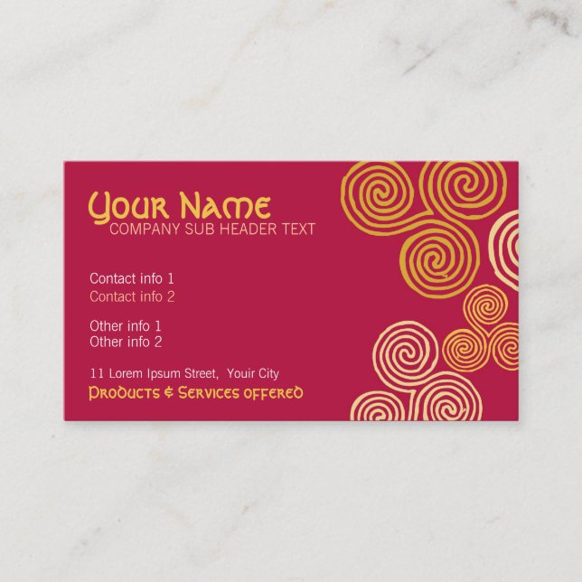 Celtic Curl Swirl Business Card Visitenkarte (Vorderseite)