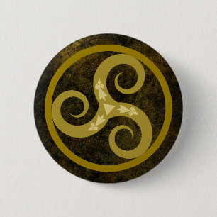 Celtic Decorative Gold Triskele Symbol Button