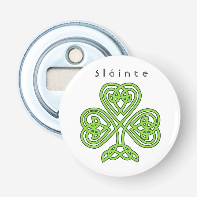 Celtic Design Kleeblatt St. Patrick's Day Slainte Flaschenöffner (Vorderseite)