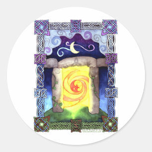 Celtic Doorway Runder Aufkleber