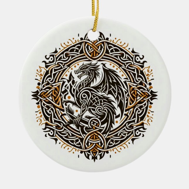 Celtic Dragon Beast Keramik Ornament (Vorne)