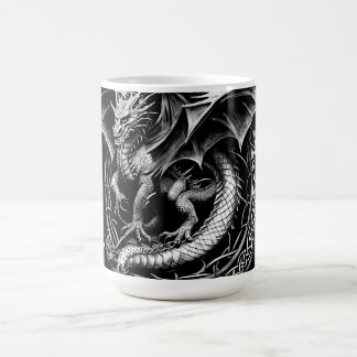 Celtic Dragon Elegante: Schwarz & Grau Abstrakte T Kaffeetasse