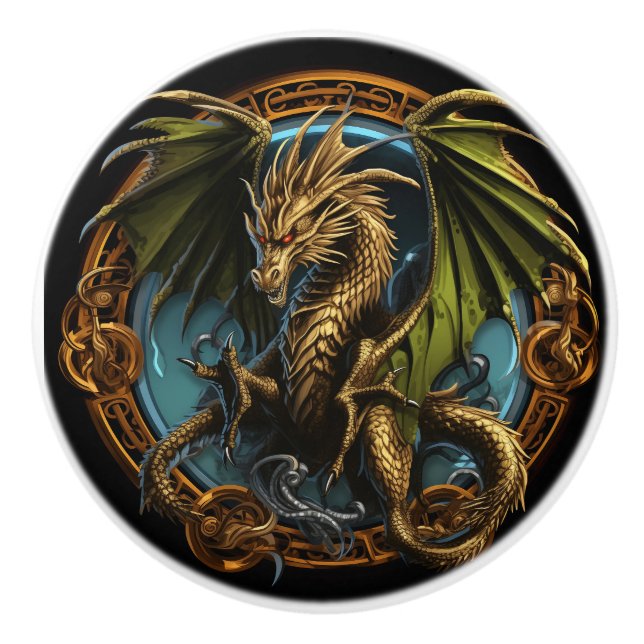 Celtic Dragon Keramikknauf (Vorderseite)