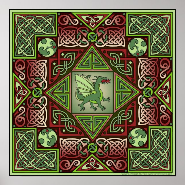 Celtic Dragon Labyrinth Fine Art Poster (Vorne)