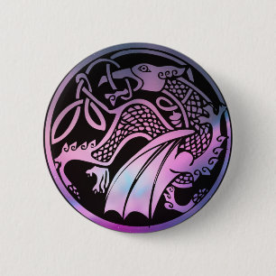 Celtic Dragon Round Button