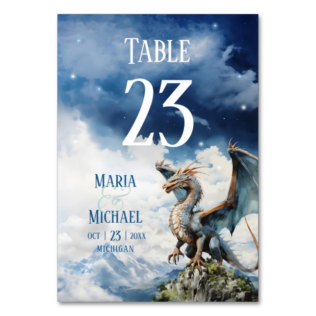 Celtic Dragon Wedding Tischnummer Card (Vorderseite)