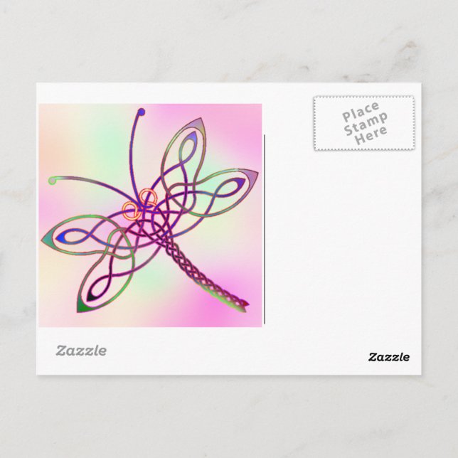 Celtic Dragonfly Light Postkarte (Rückseite)