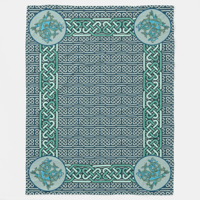 Celtic Dragons Blue Fleecedecke (Vorderseite)