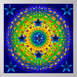 Celtic Earth Orb Midnight Print Poster