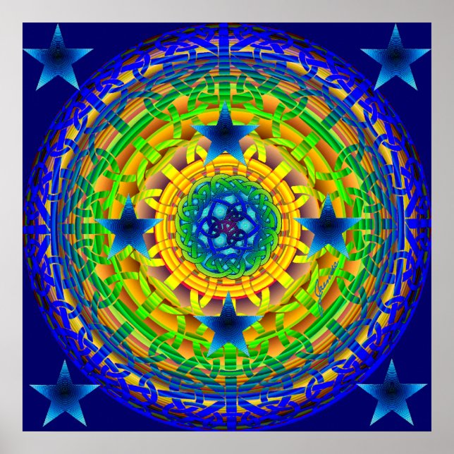Celtic Earth Orb Midnight Print Poster (Vorne)