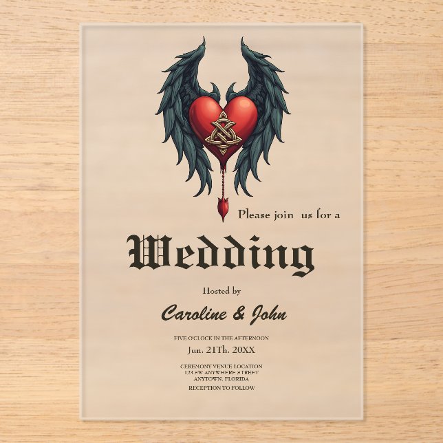 Celtic elegance with a heart and wings.  acryleinladungen (Vorderseite)