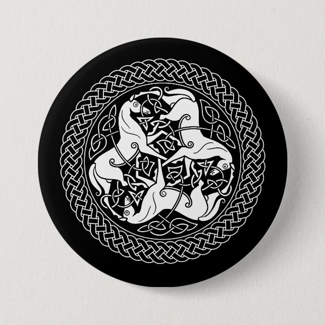 Celtic Epona Knoten mit Pferden Button (Vorderseite)