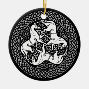 Celtic Epona Knoten mit Pferden Keramik Ornament