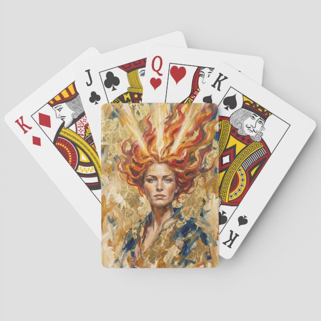 Celtic Fire Goddess Brigid Gold Leaf Fantasy Art Spielkarten (Rückseite)