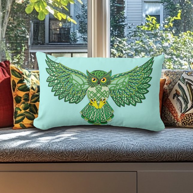 Celtic Flight Owl Green Lendenkissen (Von Creator hochgeladen)