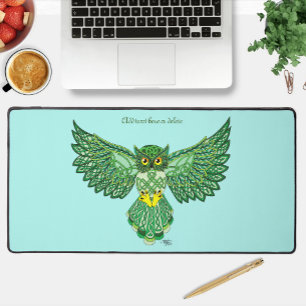 Celtic Flight Owl Green Schreibtischunterlage