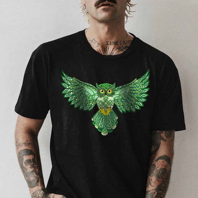 Celtic Flight Owl Green T-Shirt (Von Creator hochgeladen)