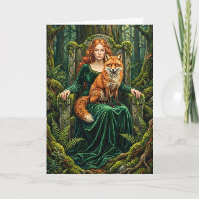 Celtic Forest Queen Red Fox Witch Fantasy Art ( Karte (Vorderseite)
